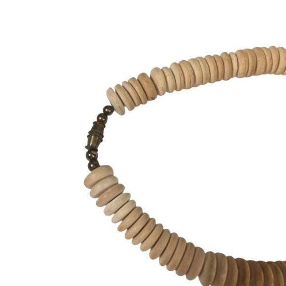 Coconut Shell Wood Bead Necklace 24" Handmade Lg Chunky Boho VTG Statement Pink - Picture 5 of 8